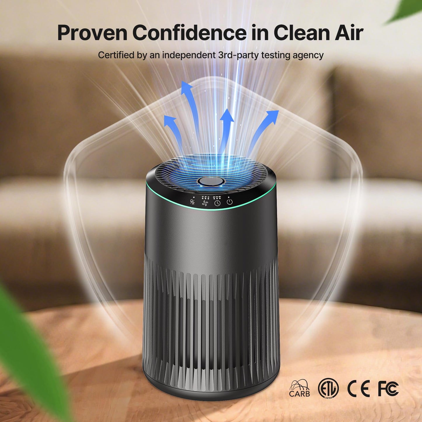 Air Purifiers for Bedroom Home, Air Purifier for Smoke Odors with Fragrance Sponge, Small Air Purifier with Sleep Mode for Bedroom Office, Blue Night Light, White, 1 Pack+3 Modes