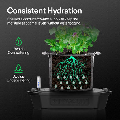 VIVOSUN Self-Watering Pots - 4-Pack Auto Irrigation Fabric Pots with Water Meter | Indoor/Outdoor Use