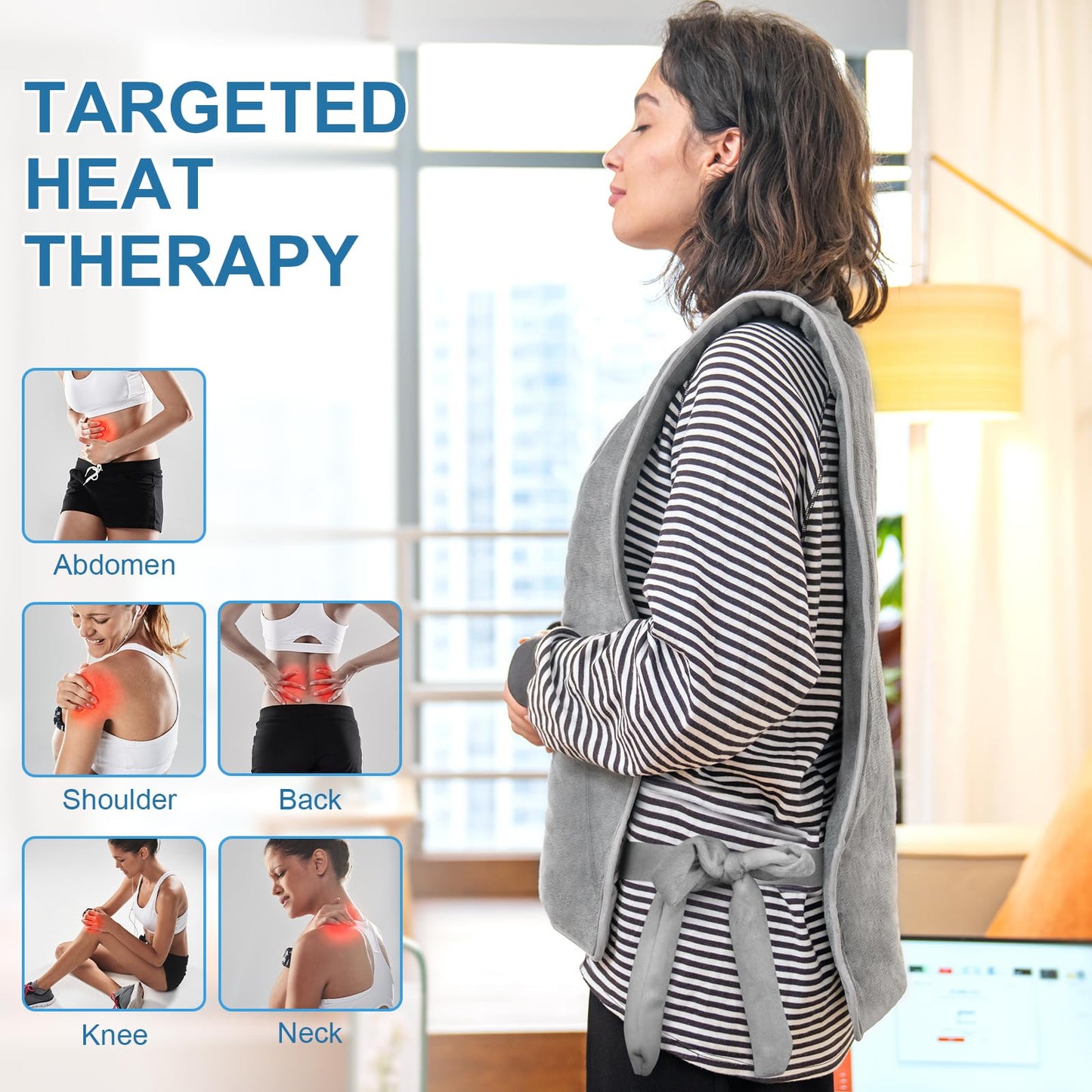 Heating Pad for Back Pain Relief, 22"x 37" Large Heating Pad for Neck and Shoulders, Heat Pad with 6 Heat Settings & 4 Time Settings Auto-Off, Gifts for Women Men Mom Dad (Gray)