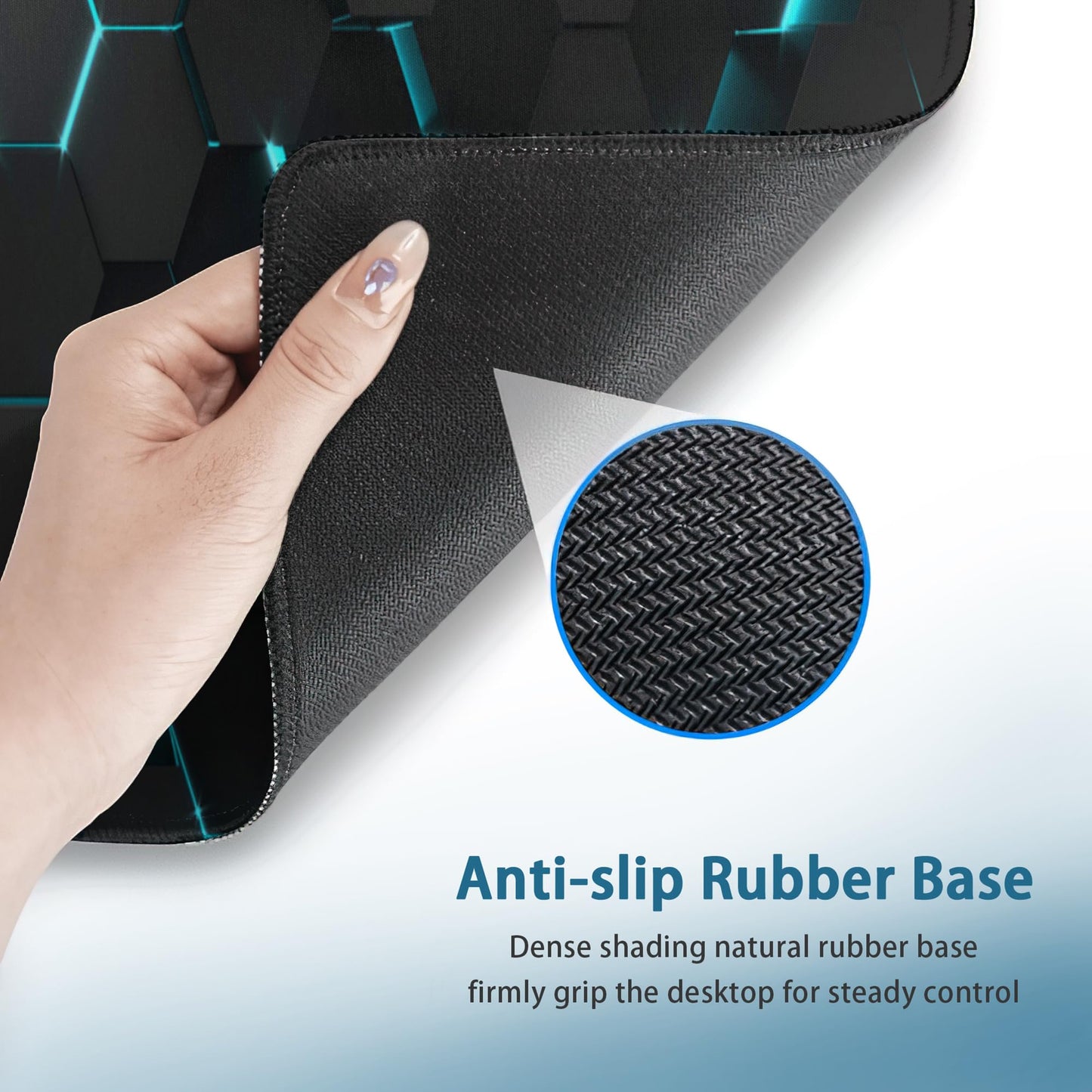 Gaming Mouse Pad, Blue Honeycomb Science Technology Extended Mouse Pad Gaming Large,Big Desk Mat with Non-Slip Base and Stitched Edge,Long Computer Keyboard Mouse Mat for Home Office Work 31.5"x11.8"