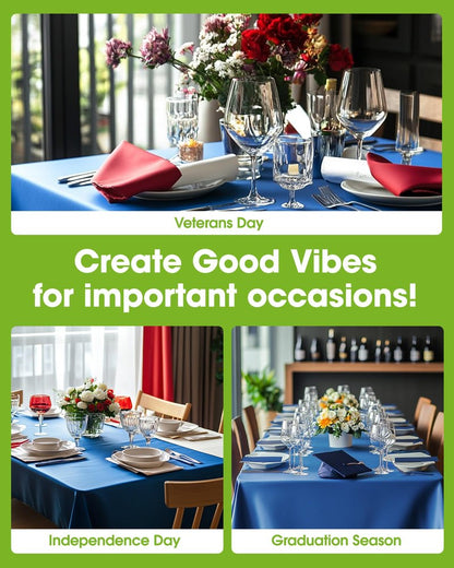 Pureegg Plastic Table Cloth Disposable 6 Pack, 54 x 108 Inch Table Cloths, Patriotic Decorations, Thanksgiving, Veterans Day Tablecloths, Rectangle, Plastic Cover, Waterproof, Blue