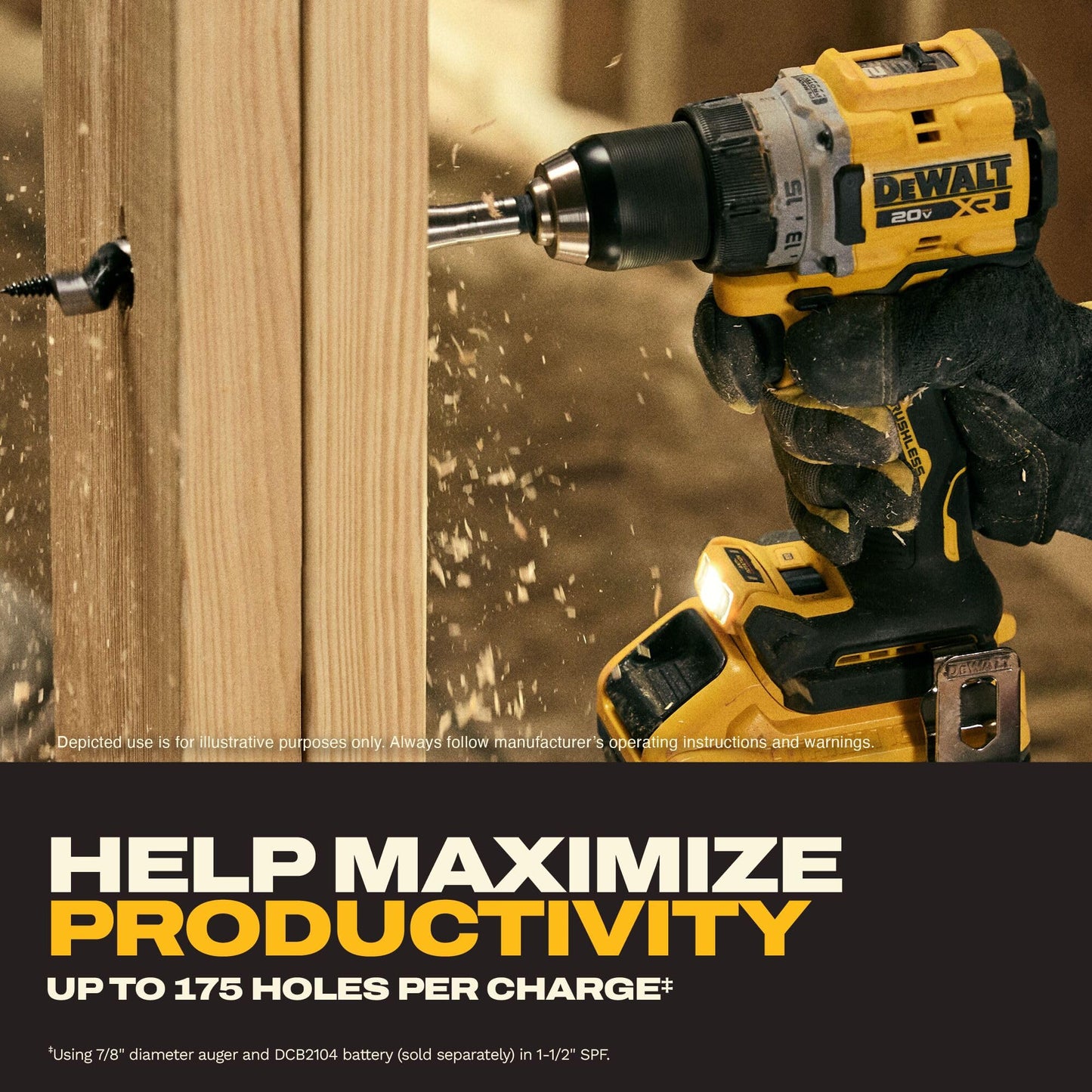 DEWALT Drill Set 20V MAX XR, 1/2 in. Brushless Cordless Drill Driver Kit With 5AH POWERSTACK Battery and Charger, LED Light, Dual Speed (DCD801H1)