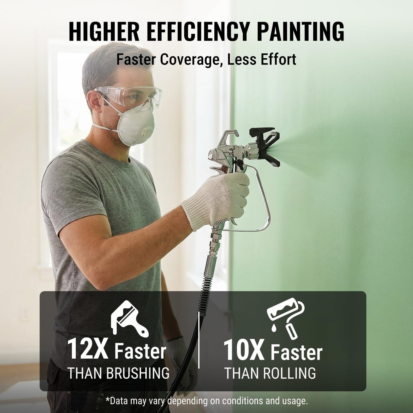 WORKPRO 700W Airless Paint Sprayer, 2900PSI High Efficiency Thinning-Free Electric Paint Sprayer with Extension Rod, Paint Sprayer for Home Interior, Exterior, Furniture, Fence & Ceilings