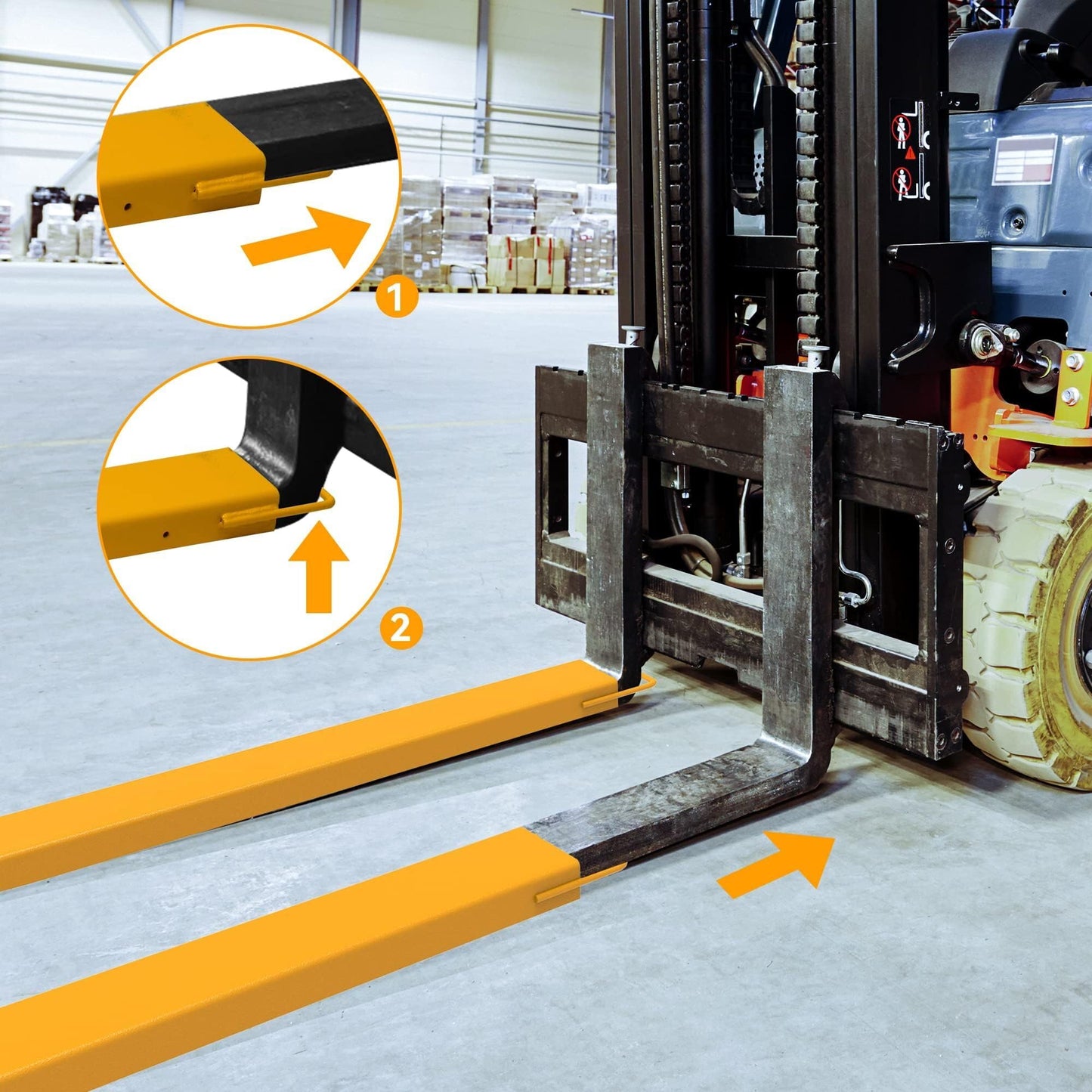 YINTATECH 6.5in Width Forklift Extensions Fits for 6" Wide Forks, Heavy Duty Pallet Fork Extension, 96in Length, 1 Pair, Yellow