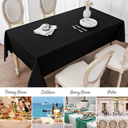 Veblandy Rectangle Tablecloth Waterproof 60x84 inch Linen Textured Table Cloth Stain and Wrinkle Resistant Washable, Decorative Fabric Table Cover for Dining, Party and Camping, Black