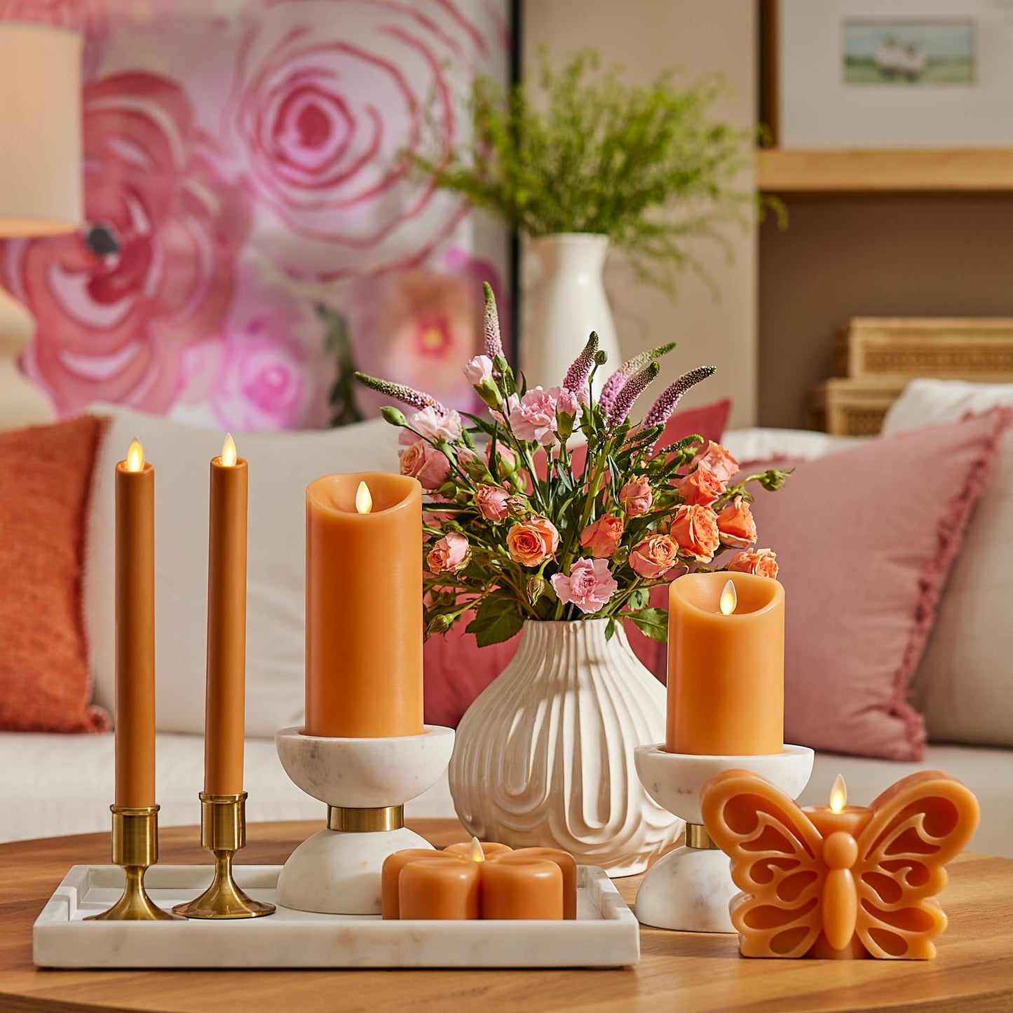 Luminara - Flameless Battery Operated Taper Candle - Sunlit Honey - Pack of 1-1x9.5 - LED Flickering Flame - Realistic Safe for Home Kids and Pets