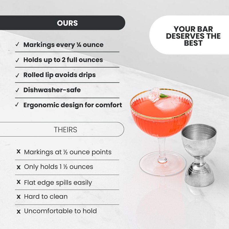 A Bar Above Premium Bell Jigger, 304 Stainless Steel Double Cocktail Jigger with 10 Internal Measurements, Heavy Duty Professional Bar Tool for Bartending, Gold Finish, Ergonomic Design, 1 Pack