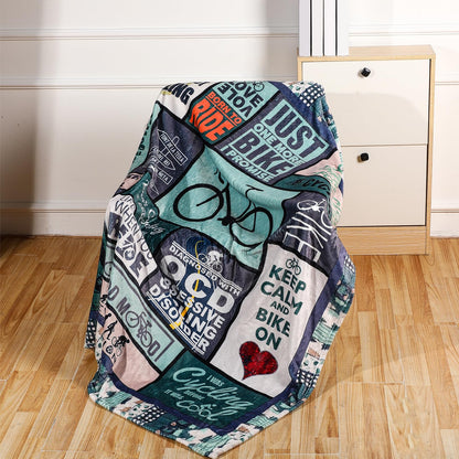 Soft Bicycle Blanket for Couch Bed Cozy Microfiber Fleece Flannel Bike Throw Blanket Gifts for Cycling Lover Kids Boys Girls Adults (Bike02, 130cm x 150cm(50'' x 60''))