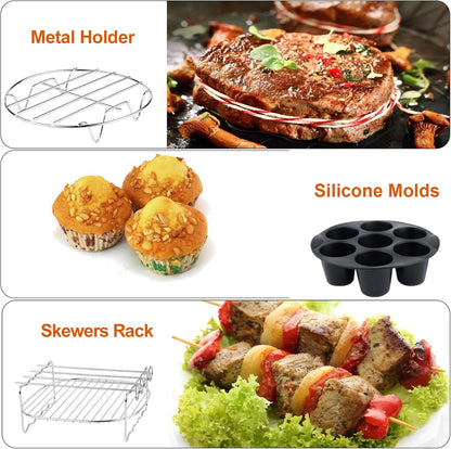 Ninja Air Fryer Accessories - 12 PCS Set with Oven Cake Pan, Pizza Pan & Air Fryer Liner | Fits 3.6-5.8QT