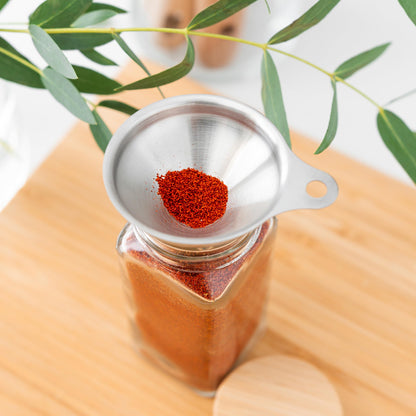 SAVVY & SORTED Glass Spice Jars with Label, 24PK Bamboo Jar Spices Set 4oz, 374 Spice Labels, Pepper Grinder, Empty Herb Seasoning Containers, Funnel and Shaker Lids