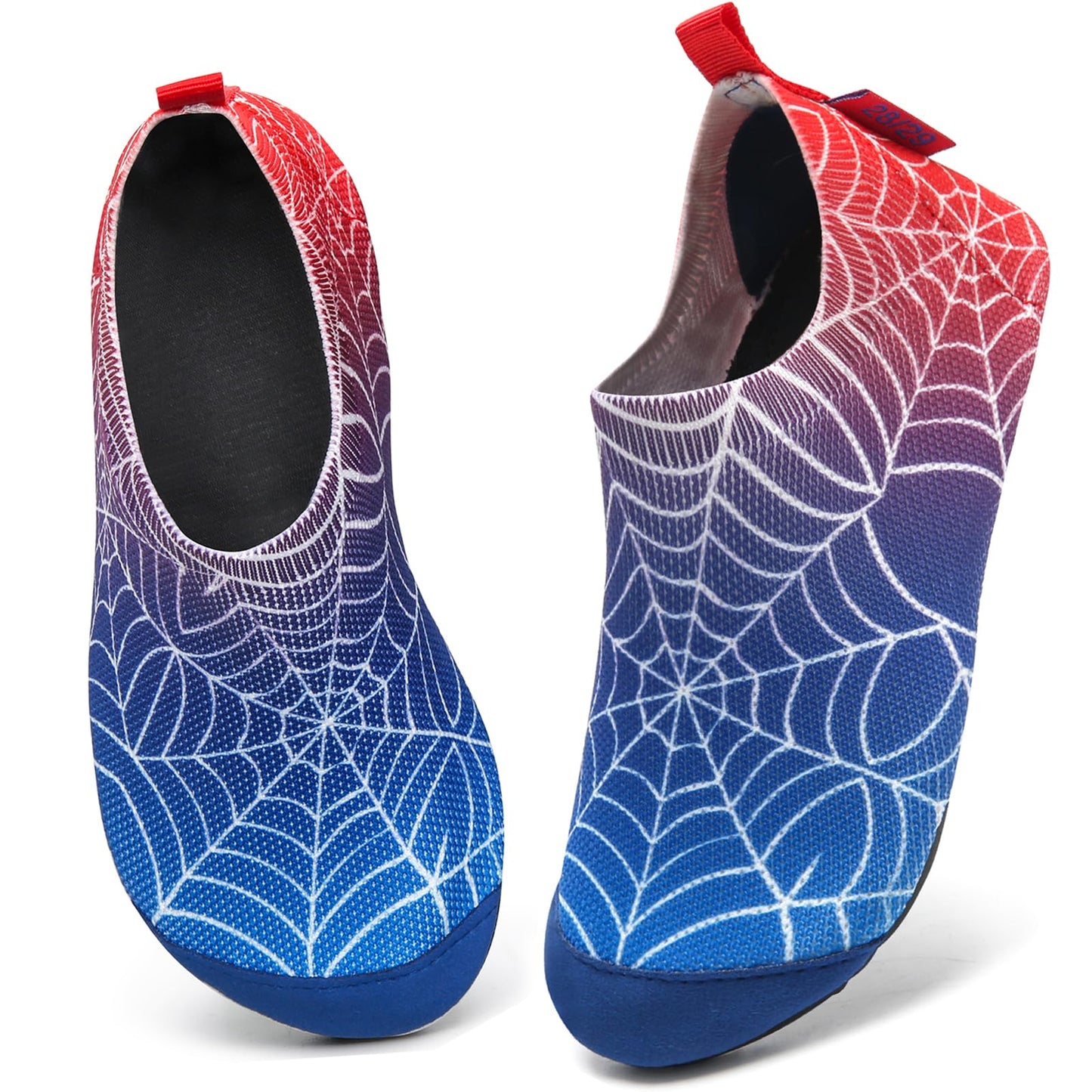WateLves Kids Water Shoes Toddler Girls Boys Barefoot Non-Slip Quick Dry Aqua Socks for Beach Swim Walking (Blue/Red, 28/29)
