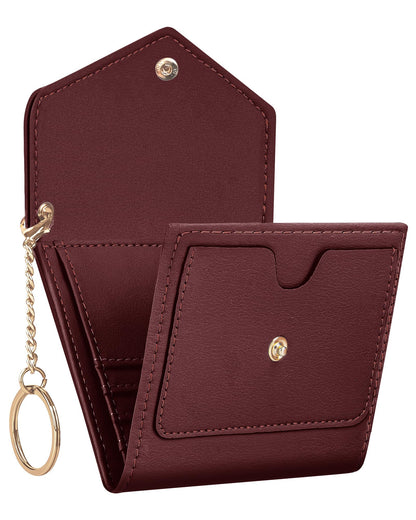 Gostwo Womens Wallet RFID Blocking Small Wallets Woman Credit Card Holder Trifold Ladies Wallets with Coins Zipper Pocket(Red Deep)