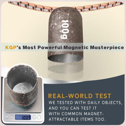 KGP® Mens Magnetic Copper Bracelet for Pain, 99.99% Solid Pure Copper with 5000 Gauss Ultra Strength Magnets, Adjustable Magnetic Therapy Jewelry with Gift Box