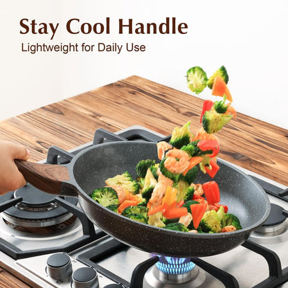 SENSARTE Nonstick Frying Pan Skillet with Lid, Omelet Pan with Cover, Healthy Cooking Chef's Pan, Kitchen Non Stick Pan, Free of Intentionally Added PFOA (11inch + Glass Lid)