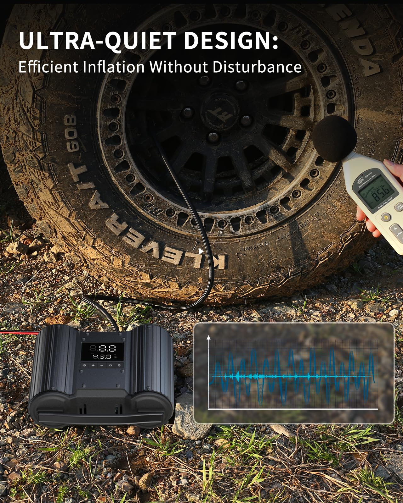 Yetour Dual-30mm-Cylinder 18000 RPM Motors Car Tire Inflator, Off Road Air Compressor for Truck 150 PSI 12V Heavy Duty Portable Tire Inflator with Gauge Auto Onboard