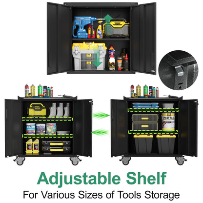 VIYET Metal Tool Cabinet,Garage Storage Cabinet System,Wall Cabinet & Locking Rolling Tool Cabinet with Doors and Adjustable Shelves,Steel Tool Cabinets for Home