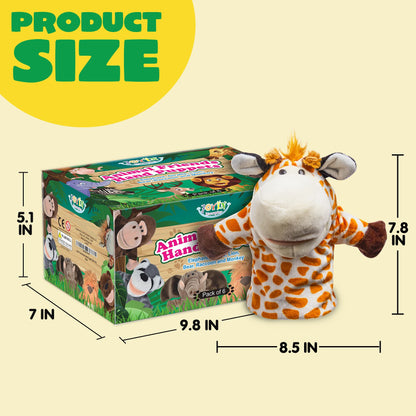 JOYIN 6Pcs Kids Hand Puppet Set with Working Mouth, Toddler Animal Plush Toy Includes Elephant, Giraffe, Lion, Bear, Raccoon and Monkey for Show Theater, Christmas Birthday Gifts for Kid Age 3+