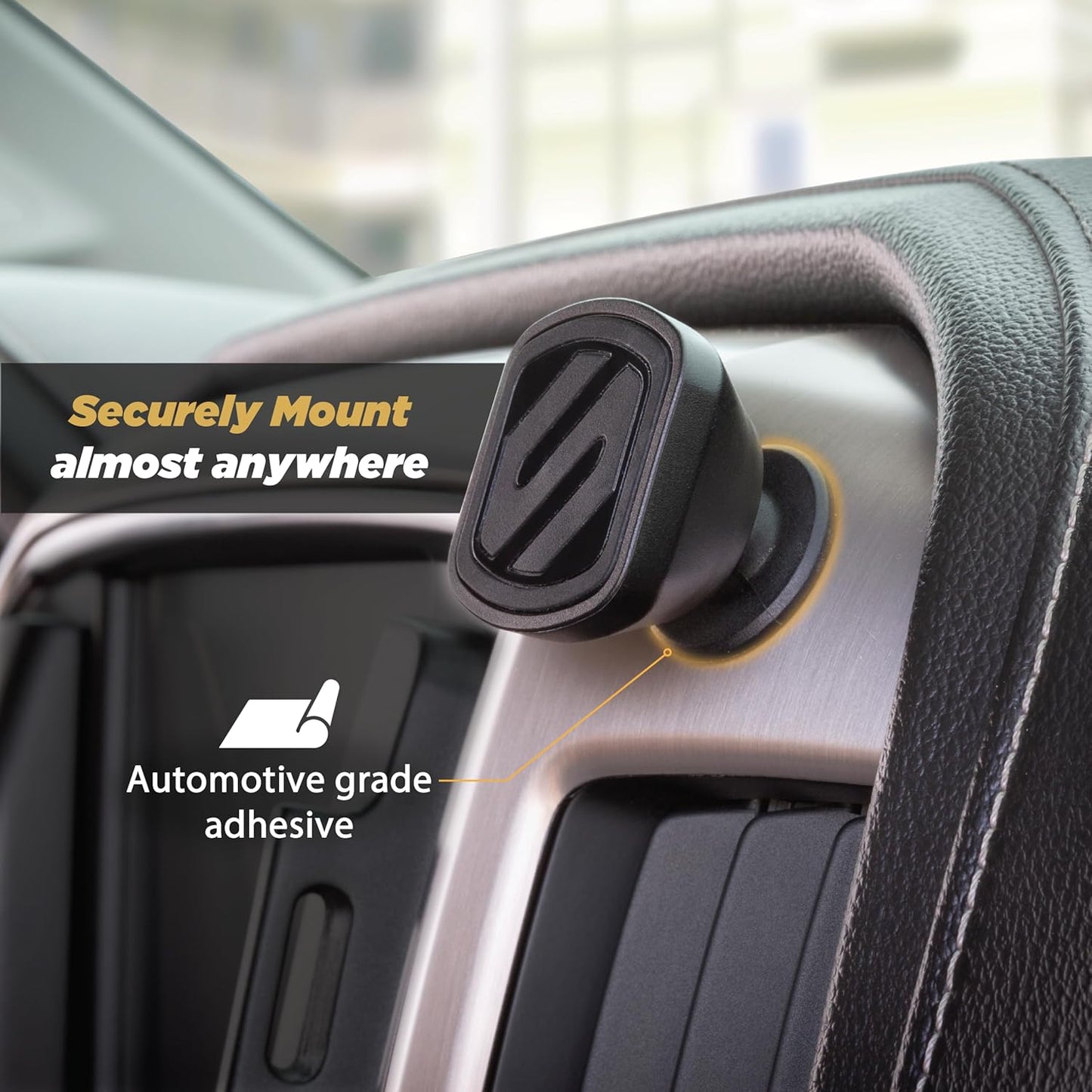Scosche MMWSM-2PKXCES0 MagicMount Select Magnetic Car Phone Holder Mount for iPhone and Android - 2 Pack - Secure Magnetic Cell Phone Mount for Car Window or Dash - Universal 360° Adjustable Head