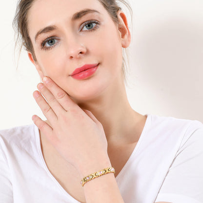 EMMORI Ultra Strength Magnetic Bracelet for Woman - 3,500 Gauss Per Magnet -Crystal Bracelet - Adjustable Length -Pulseras Magneticas (Gold)