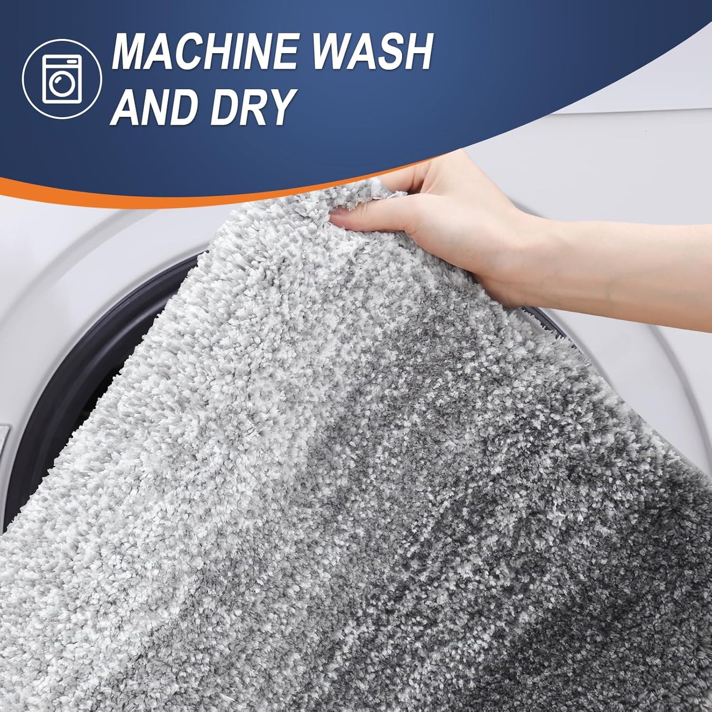 OLANLY Large Bathroom Rugs - Extra Soft Microfiber Mat 44x32 | Quick Dry, Machine Washable, Grey