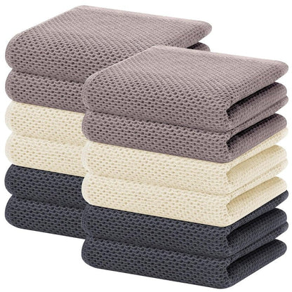 Homaxy 100% Cotton Waffle Weave Kitchen Dish Towels, Ultra Soft Absorbent Quick Drying Cleaning Towel, 13 x 28 Inches, 12-Pack, Mixed Color