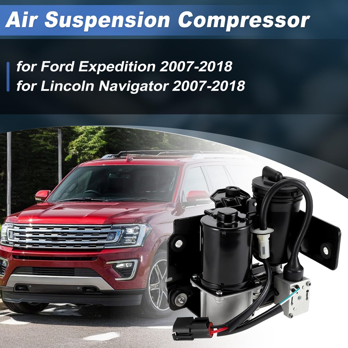Motoforti Air Suspension Compressor Pump for Ford Expedition for Lincoln Navigator 2007-2018 7L1Z-5319-AE Air Ride Compressor Level Control with Bracket 949-202 7L1Z-5319-A