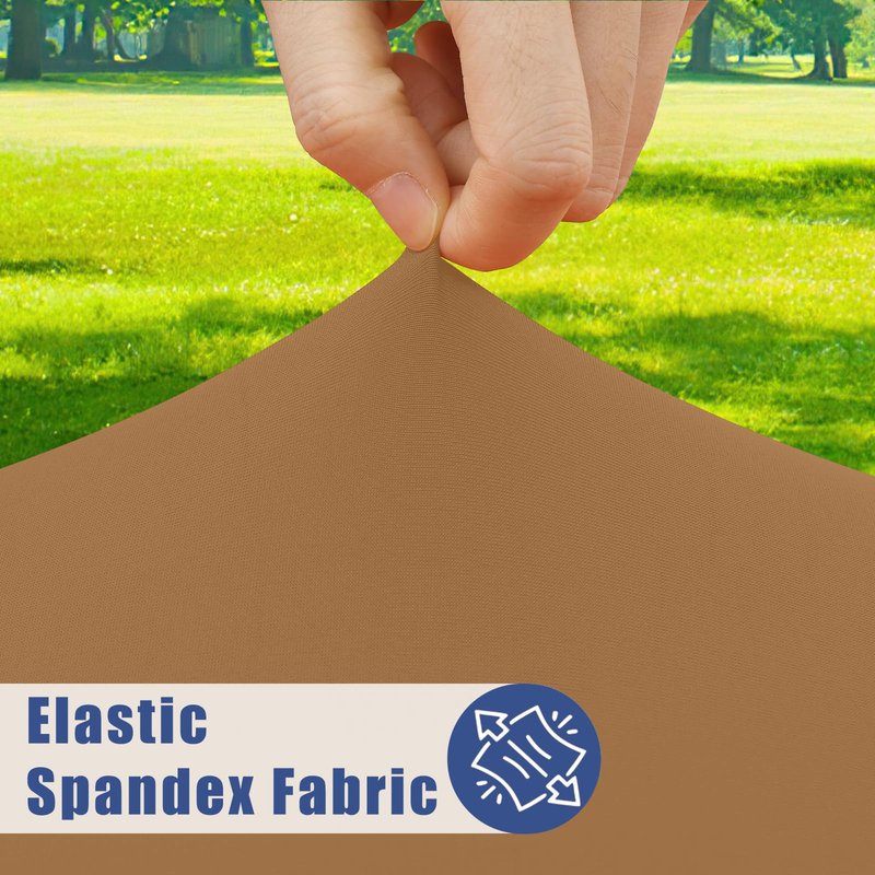 Moosfor Round Spandex Tablecloth, Elastic Fitted Waterproof Tablecloths for 18"-24" Tables, Stretch Washable Picnic Table Cover for Camping, Dining, Indoor and Outdoor,Brown