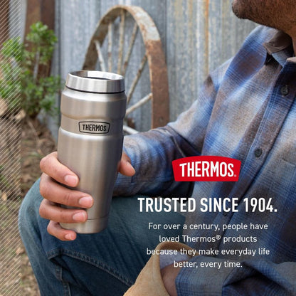 THERMOS Stainless King Vacuum-Insulated Stainless Steel Tumbler - 16oz, Army Green - Insulated Coffee Tumbler for Hot & Cold Drinks - Leak-Proof & Sweat-Proof for Commuting & Traveling