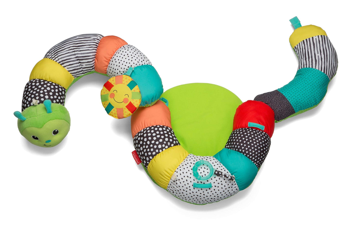 Infantino Prop-A-Pillar Tummy Time & Seated Support, Baby Floor Seat for Tummy Time & Early Sitting, Soft, Supportive, Engaging Toys, Caterpillar