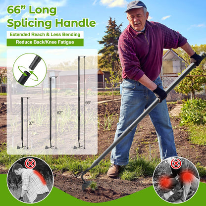 Garden Hoe, 2 in 1 Weeding Hoe and Cultivator Soil Tiller,52" Long Handle, Heavy Duty Hoe Garden Tool for Weeding, Loosening Soil, Cultivating, Gardening