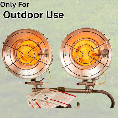 Comfort Gear Double Tank Top Portable Propane Radiant Heater, 30,000 BTUs, Instant Infrared Heat, for Jobsite/Garage/Workspace, Up to 48 Hrs on 20 lb Tank, Outdoor Use Only