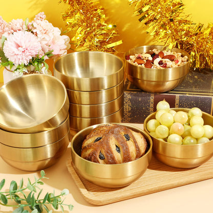 Lallisa 10 Pcs 304 Stainless Steel Gold Mixing Bowls 4.7 Inch Decorative Esthetician Bowls Metal Serving Bowl for Wedding Party Baking Prepping Serving Facial Salad Fruit Snack Soup