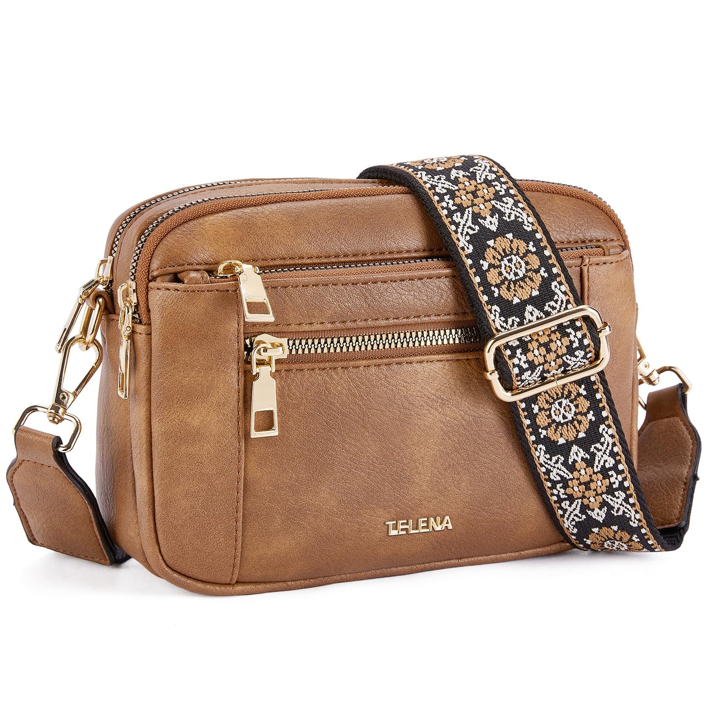 Telena Small Crossbody Bags For Women Vegan Leather Crossbody Purse With Adjustable Wide Strap For Daily Life