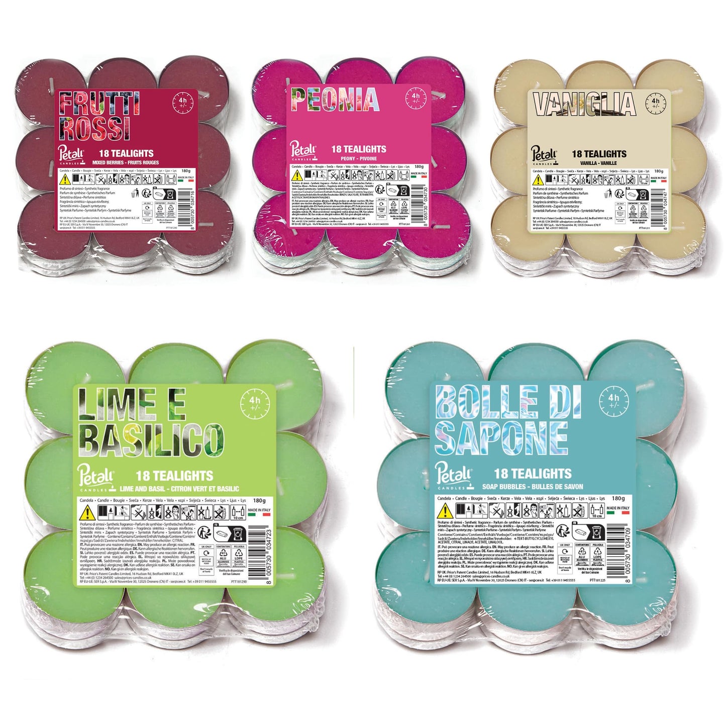 Price's Petali Range 90 Mix Bundle Scented Tea Lights Candle for Home & Events | 4 Hour Burn Time Scented Candles for All Occasions | Long Burning Tealights Gifts for Women & Men