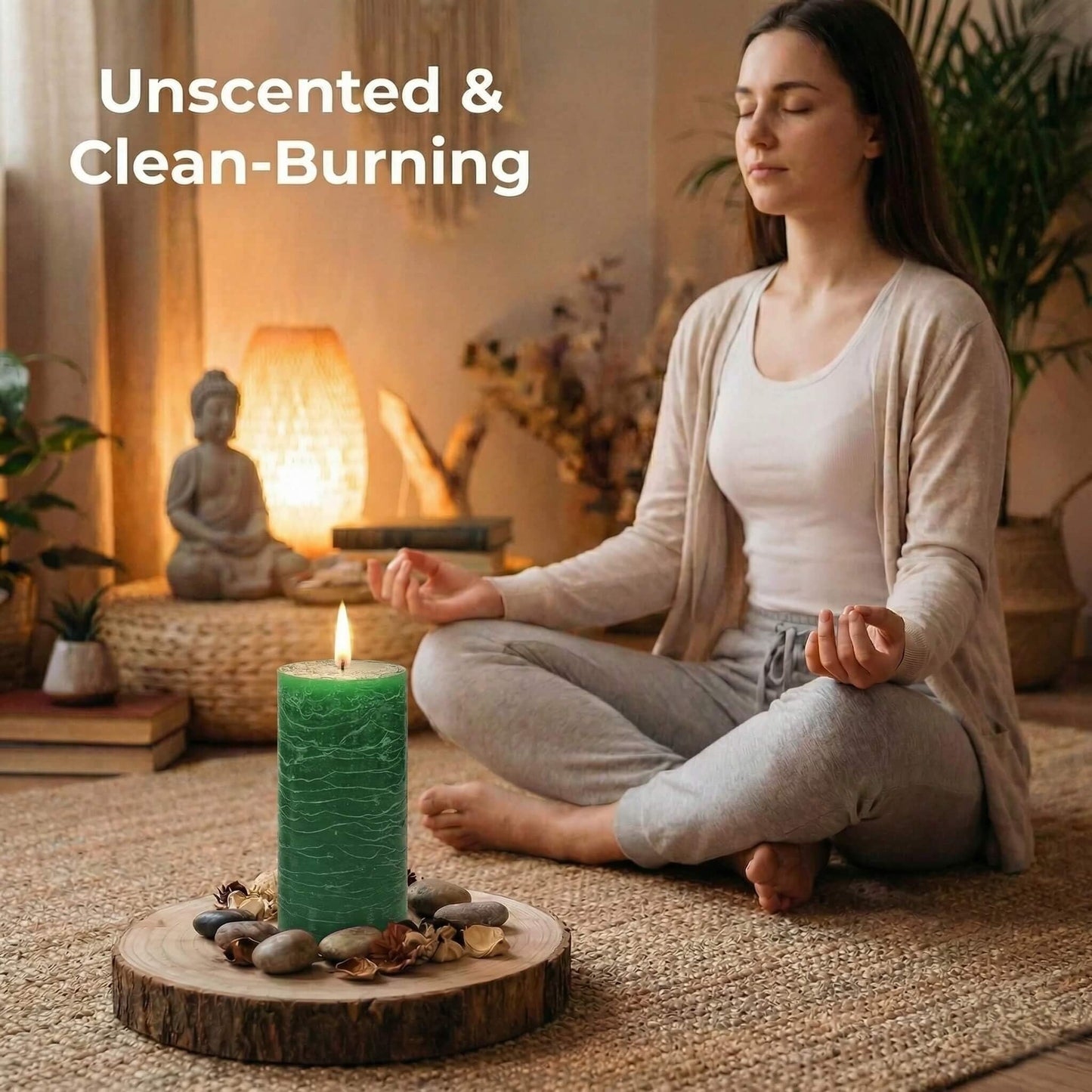 Richland Set of 3 Pillar Candles 3" x 6" Unscented (Dark Green Rustic) for Weddings Home Christmas Holidays Relaxation Spa Church