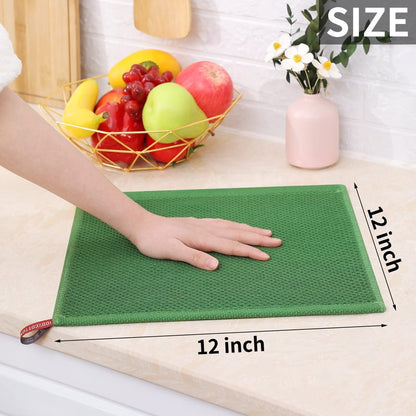 Homaxy 100% Cotton Waffle Weave Kitchen Dish Cloths, Ultra Soft Absorbent Quick Drying Dish Towels, 12 x 12 Inches, 12-Pack, Grass Green