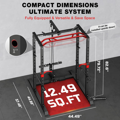 JELENS Power Cage, 2000LBS Multi-Function S11 Power Rack with LAT Pulldown, Squat Rack with Adjustable Pulley System and More Training Attachments, Weight Workout (Home Gym Package)