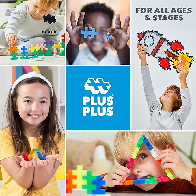 PLUS PLUS Learn to Build Set Interlocking Mini Building Blocks 3D Puzzle Construction Stem Toy for Kids - Glow in The Dark Mix 400 Pieces