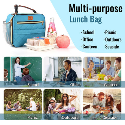 Genteen Lunch Box for Kids, Boys - Insulated Small LunchBox Reusable, Zip Closure & Buckle Handle, Portable Cooler for Work, School, Travel (Light Green)