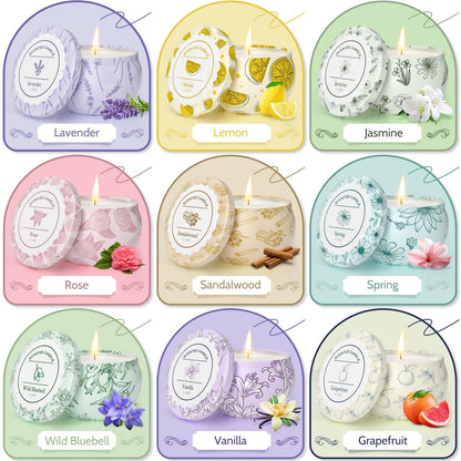 WarmEmbrace Scented Candles, Candle Set of 9, Long-Lasting Candles for Women, Candle Present Set for Birthday, Valentine's Day Scented Candles for Her