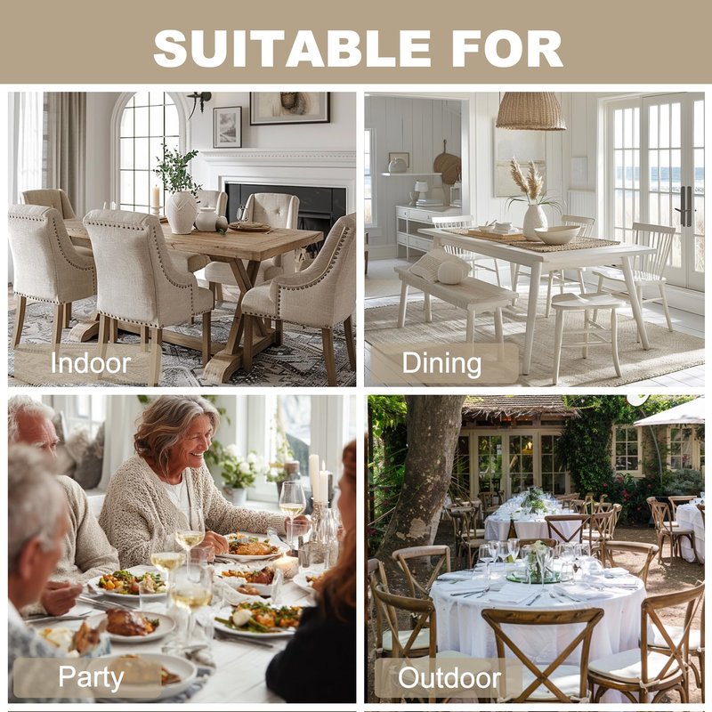 Hiasan 2 Pack Faux Linen Rectangle Tablecloth - Wrinkle and Stain Resistant Washable Table Cloth for Kitchen Dining Room Holiday Table Cover for Party Dinner, Beige, 70 x 140 Inch