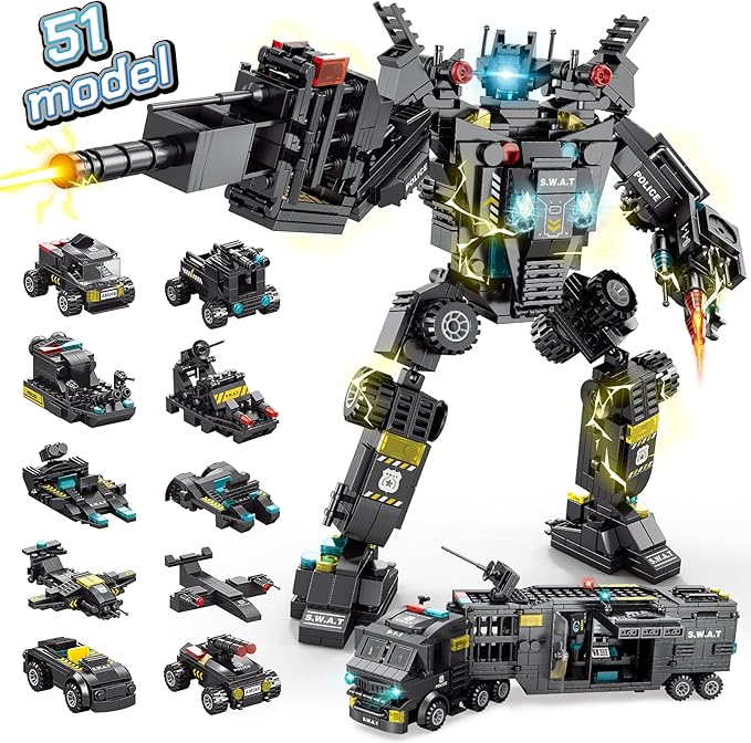 HISTOYE 51-in-1 Robot Building Kit for Kids Stem Building Toys Erector Set for Boys 8-12 Engineering Stem Projects Construction Building Blocks Toys Gifts for Boys Kids Age 6 7 8 9 10 11 12 Year Old