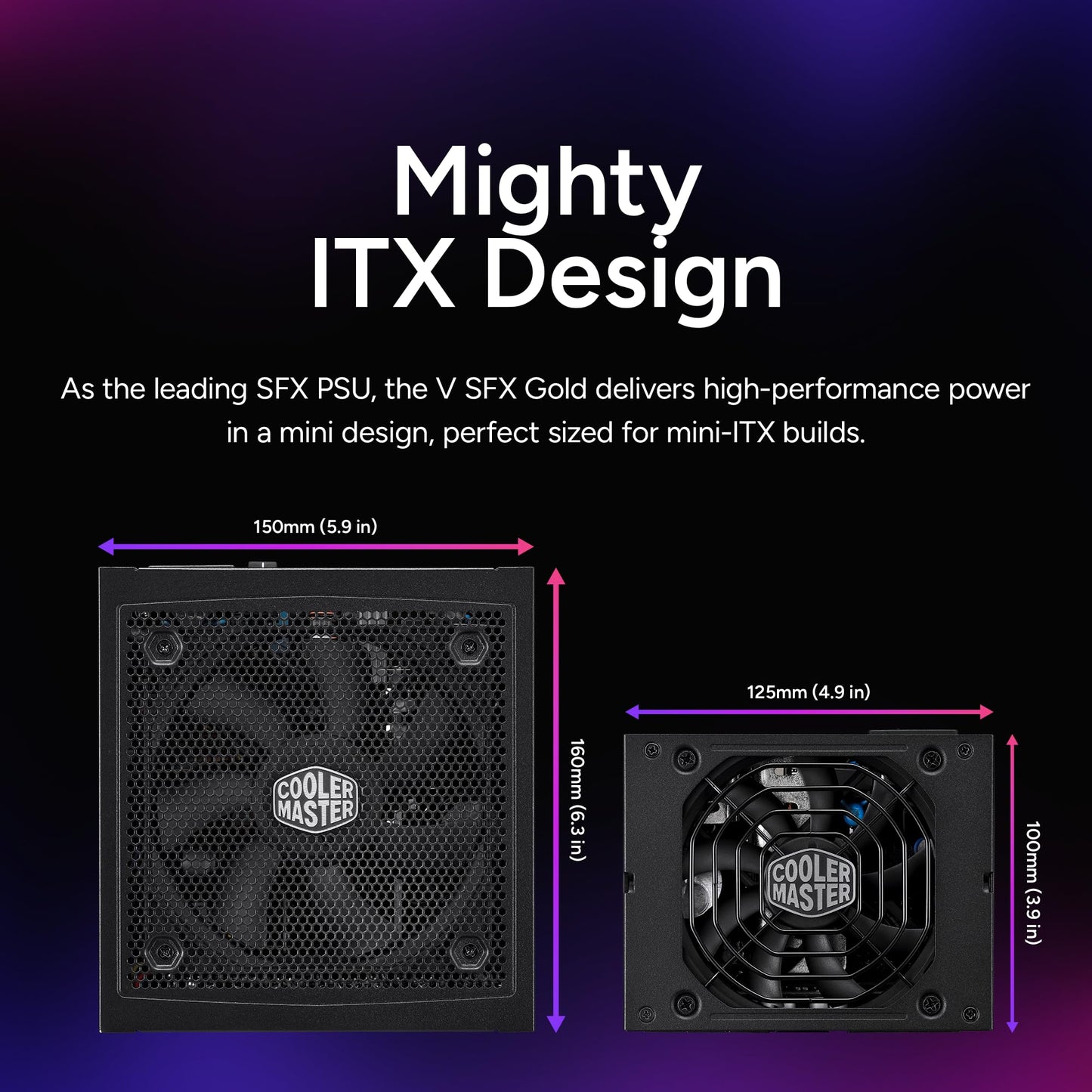 Cooler Master V750 SFX Gold 750W Small Form Factor PSU ITX SFF Power Supply, Fully Modular, 80 Plus & Cybenetics Gold Certified, ATX 3.1, PCIe 5.1 Ready, 90° 12VHPWR Cable, 10-Year Warranty, Black