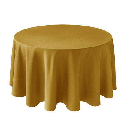 Biscaynebay Textured Fabric Christmas Round Table Cloth 90", Gold Water Resistant Washable Folding Table Covers for Dining, Kitchen, Wedding, Parties Machine Washable