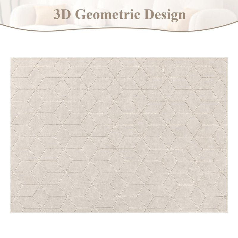 SHACOS Soft 4x6 Area Rugs for Living Room, Non Slip Washable Rug, Stain Resistant Floor Carpet Modern Geometric Rug for Bedroom Dining Room Nursery Home Decor, Beige
