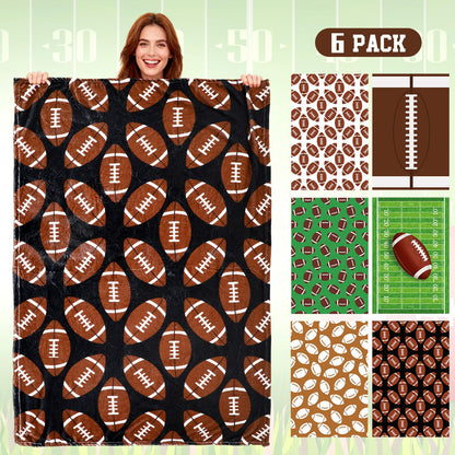 Lumina Garden 6 Pcs Football Throw Blanket Gifts 40 x 60 Inch Cozy Fleece Sports Blanket Bedding for Team Players Sport Lover Bed Sofa Couch Cushion Home Decor