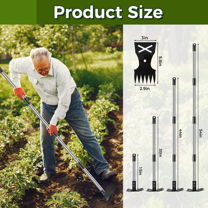 BQMEZRNUS Weed Puller Tool with Long Handle - 54" Heavy Duty Manual Weeder & Garden Hoe, 2 in 1 Uprooting Tool for Yard, Lawn, Flower Bed, and Patio, Durable Weed Remover for Gardening (54")