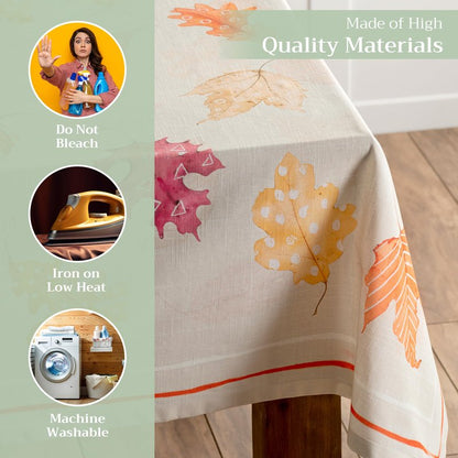 Maison d' Hermine Table Cloth Rectangle Table 100% Cotton 54 x 72 Inches Fall Tablecloth Reusable Everyday Use for Thanksgiving Christmas Decorations Dining Farmhouse Party (Colours of Autumn)