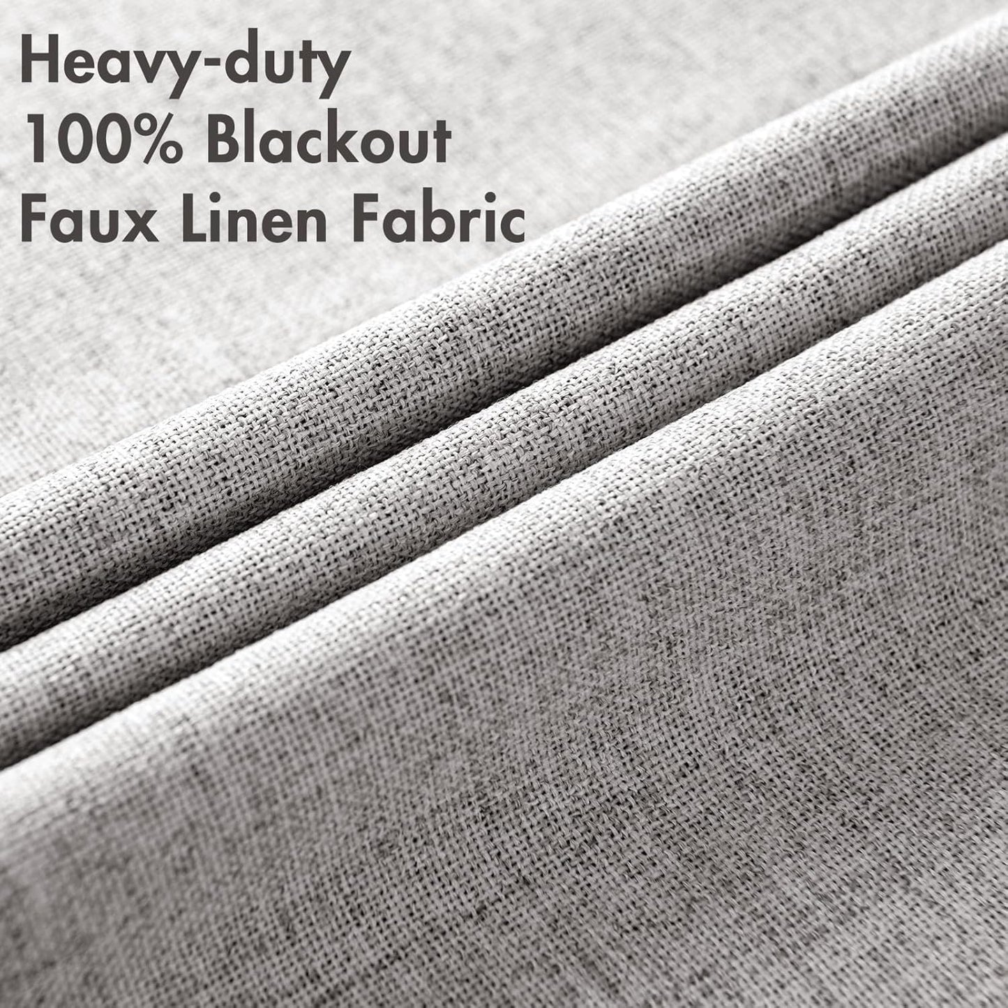 MIULEE Blackout Curtains - 100% Thermal Insulated Light Gray Linen Texture Drapes | 52x63 Inch (2 Panels)