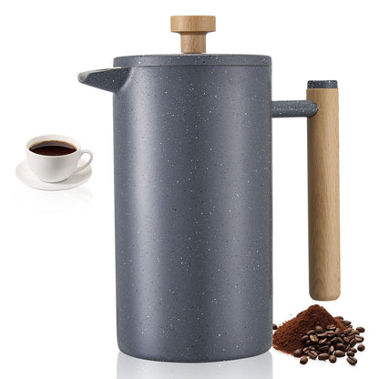 VEVOR French Press Coffee Maker, 34 Ounce 1 Liter Stainless Steel Coffee Press Tea Maker with Filter, Large Double Wall Insulated French Presses Cold Brew for Camping Travel Home Kitchen, Black